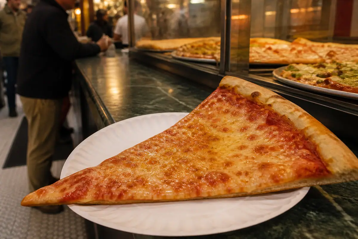 Photoreal New York slice at Joe's Pizza in New York City
