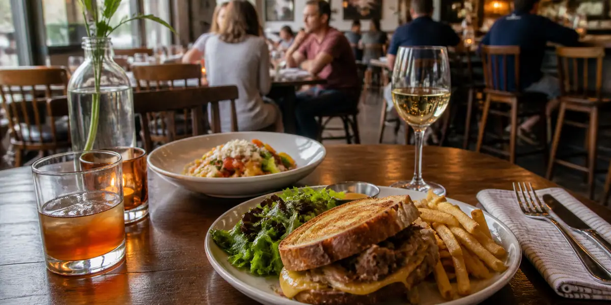 Photoreal neighborhood bistro scene representing The Ten Top in Norfolk