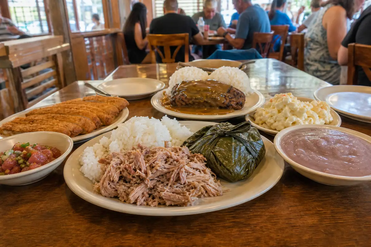Photoreal Highway Inn Hawaiian meal on Oahu