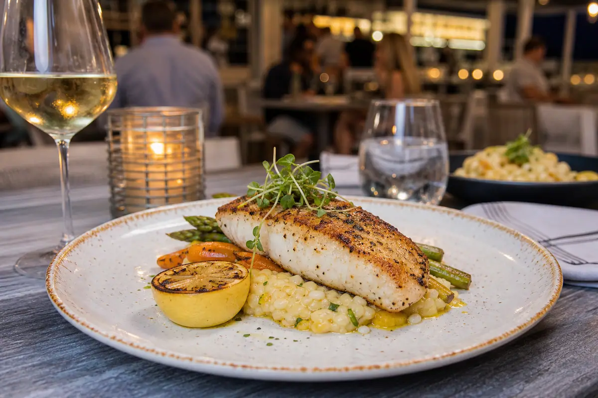 Photoreal refined seafood plate representing Hooked in Ocean City
