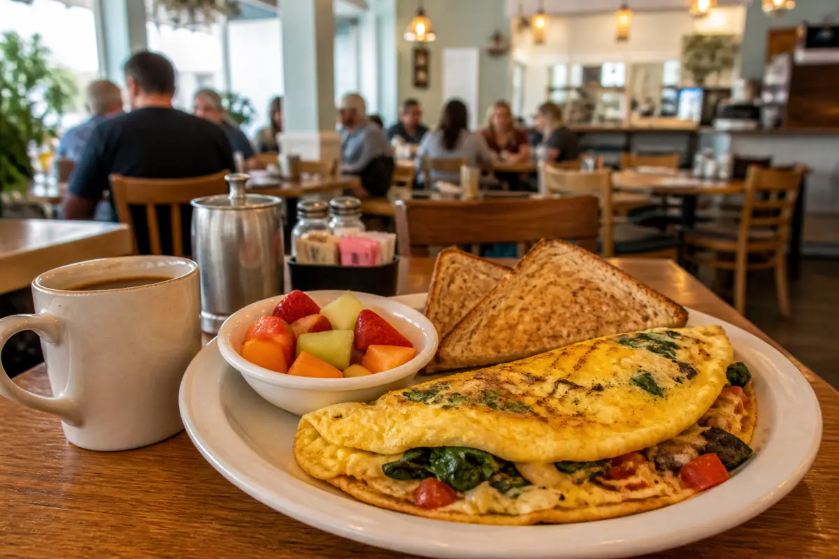 Photoreal breakfast cafe plate representing Malia's Cafe in Ocean City