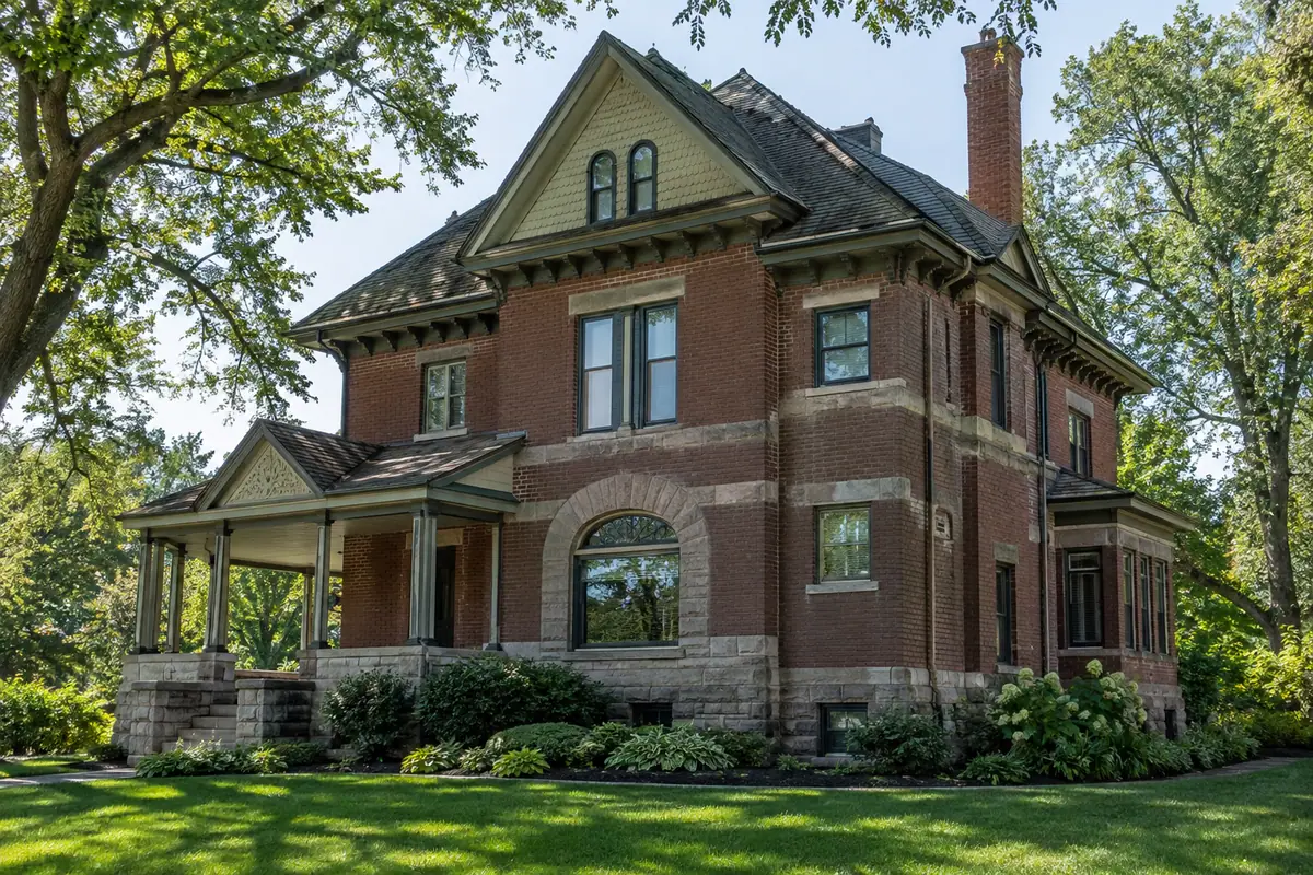 Photoreal travel-editorial view of General Crook House Museum in Omaha, Nebraska