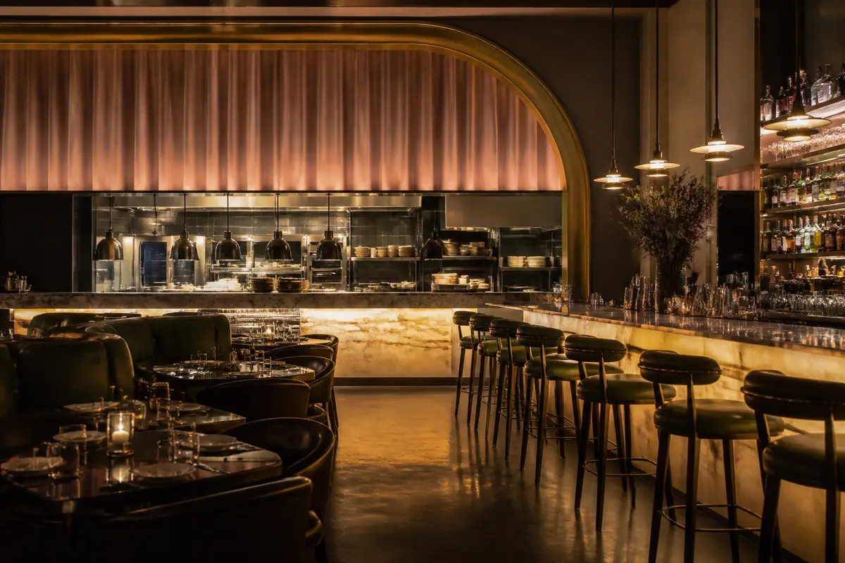 Photoreal view of Workshop Kitchen and Bar in Palm Springs