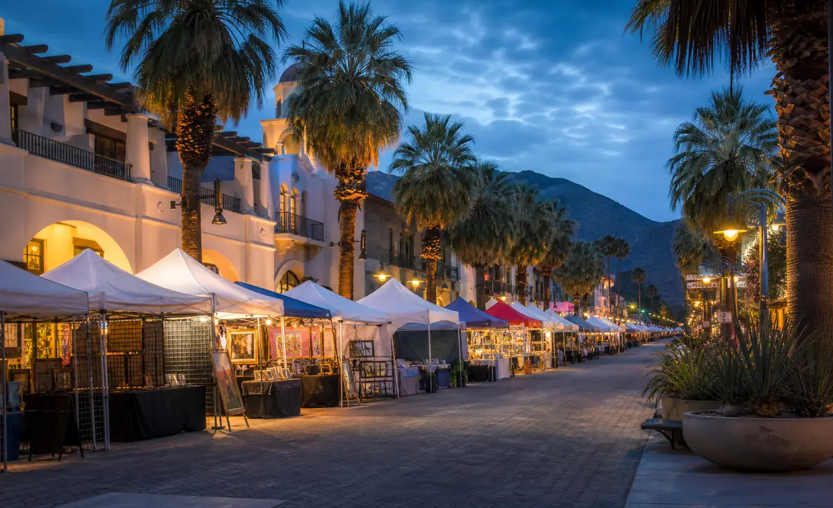 Photoreal view of Palm Canyon Drive and VillageFest in Palm Springs