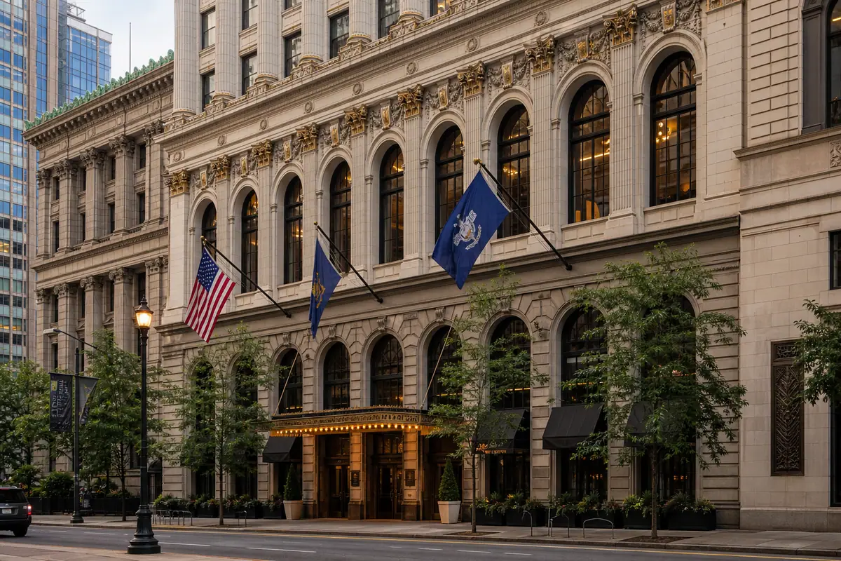 Photoreal entrance of Kimpton Hotel Monaco Philadelphia in Old City