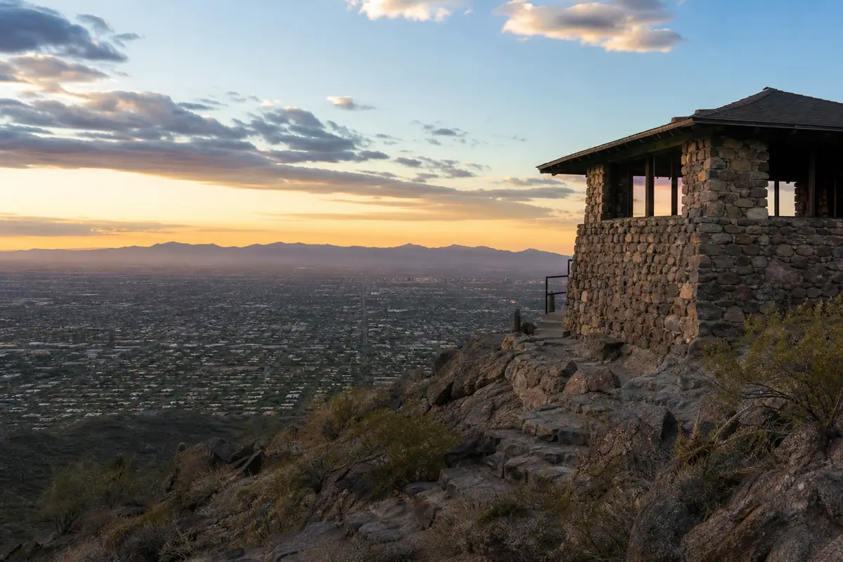 Photoreal view of South Mountain Park and Dobbins Lookout in Phoenix