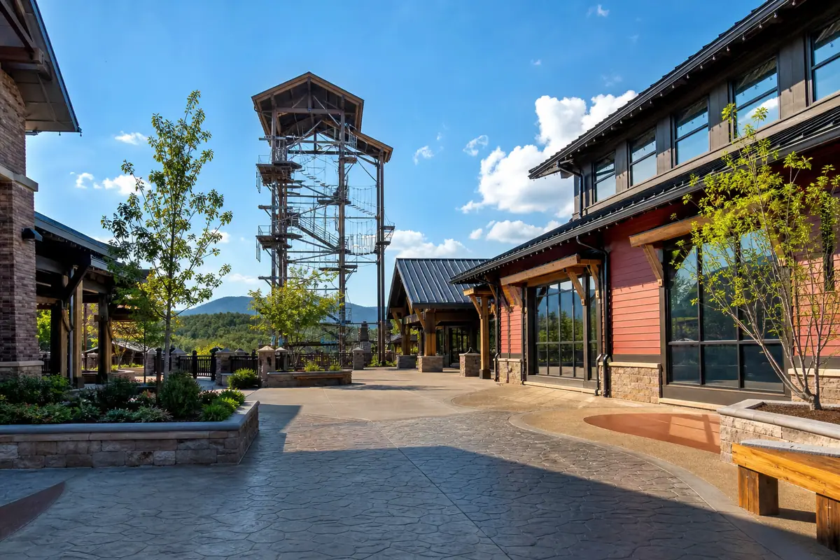 Photoreal The Mountain Mile and Tower Shops in Pigeon Forge, Tennessee