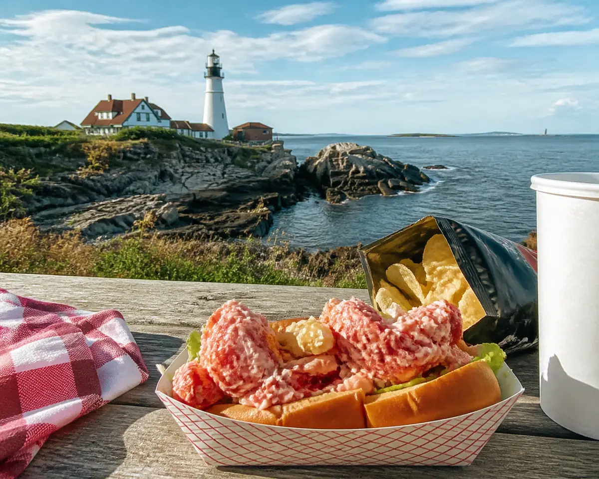 Photoreal dining-room or exterior view of Bite Into Maine in Portland, Maine