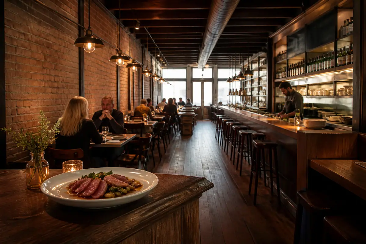 Photoreal dining-room or exterior view of Central Provisions in Portland, Maine