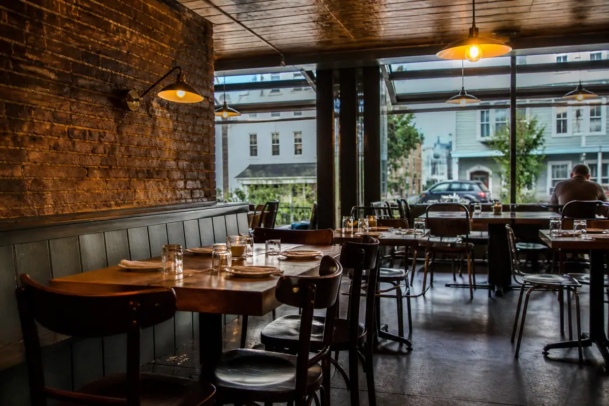 Photoreal dining-room or exterior view of Duckfat in Portland, Maine