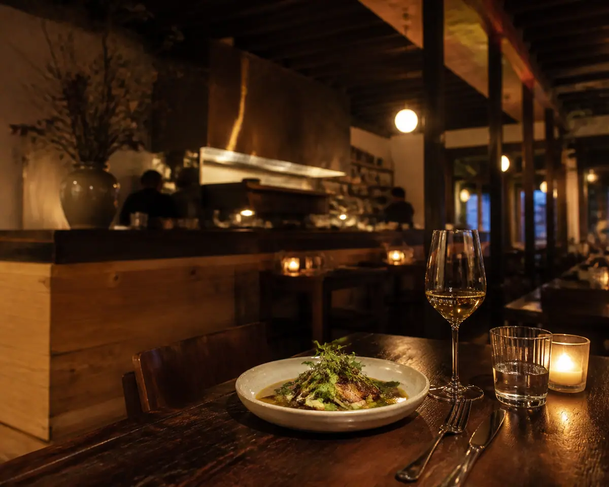 Photoreal dining-room or exterior view of Smalls in Portland, Maine