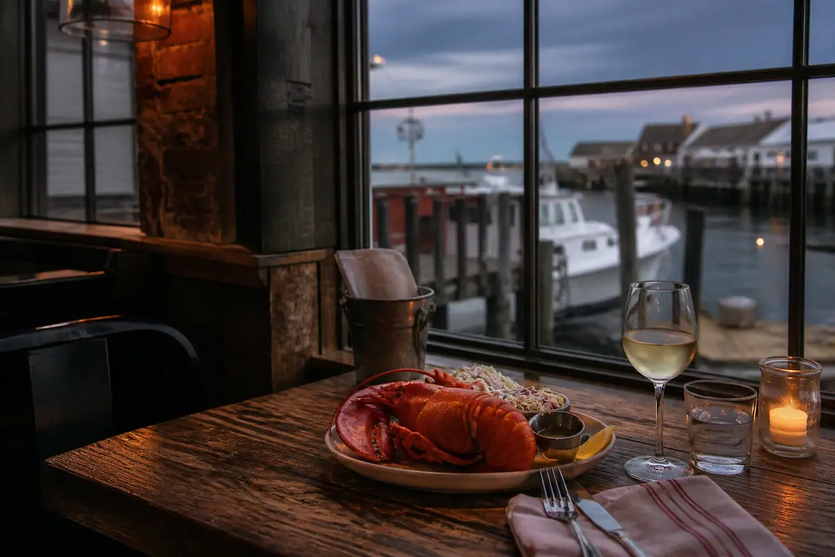 Photoreal dining-room or exterior view of The Highroller Lobster Co. in Portland, Maine
