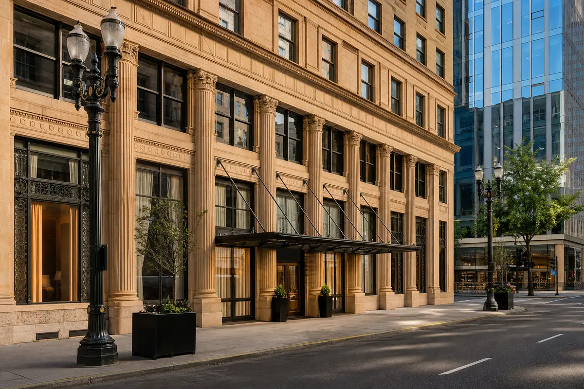 Photoreal exterior of The Nines, a Luxury Collection Hotel, Portland in Portland