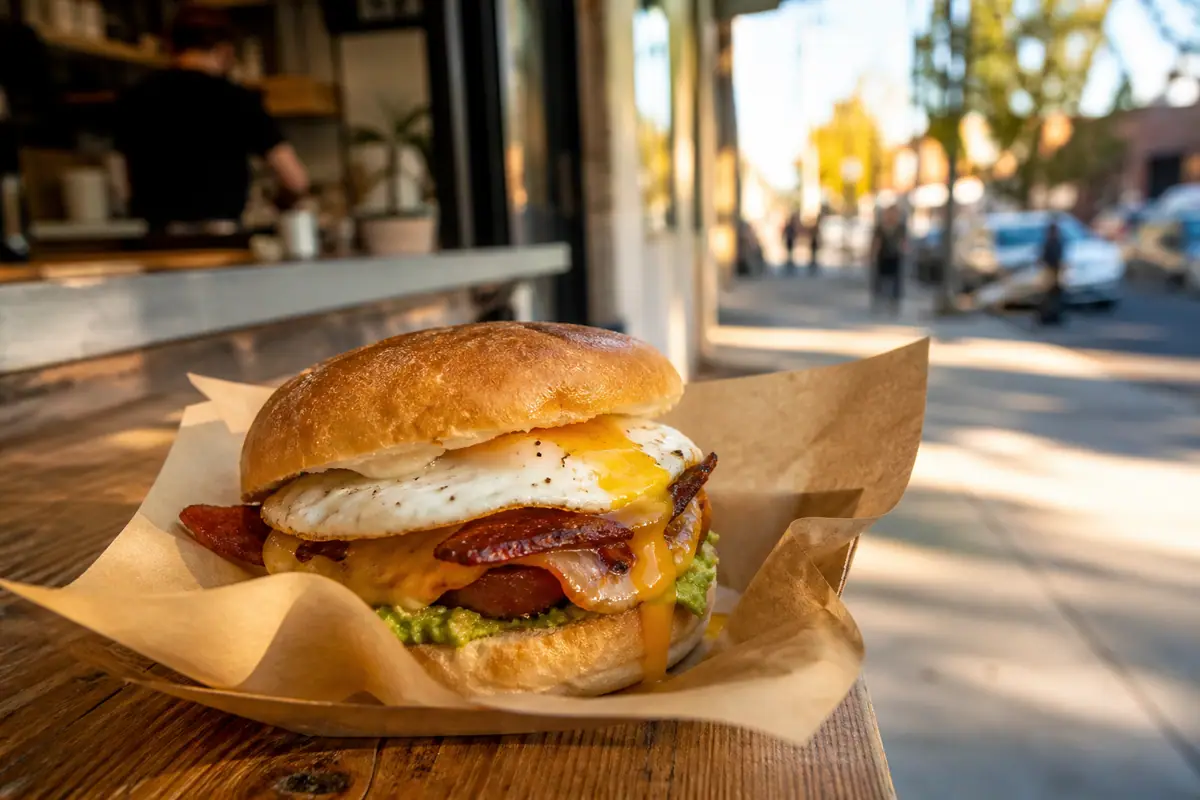 Photoreal dining or food scene representing Fried Egg I'm In Love in Portland