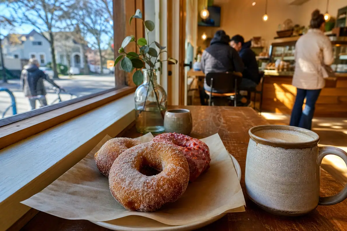 Photoreal dining or food scene representing Pip's Original Doughnuts & Chai in Portland