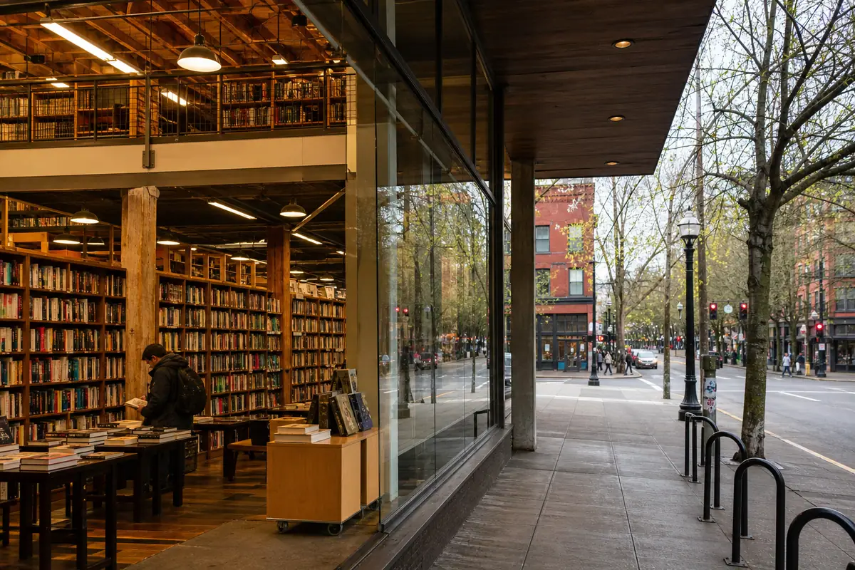 Photoreal view of Powell's City of Books in Portland