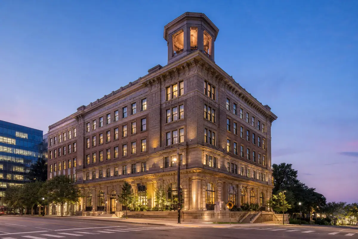 Photorealistic travel-editorial view of The Casso, Raleigh, a Tribute Portfolio Hotel in Raleigh, North Carolina