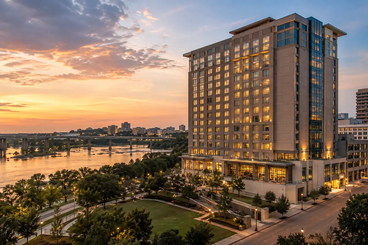 Photoreal travel-editorial view of Omni Richmond Hotel in Richmond, Virginia