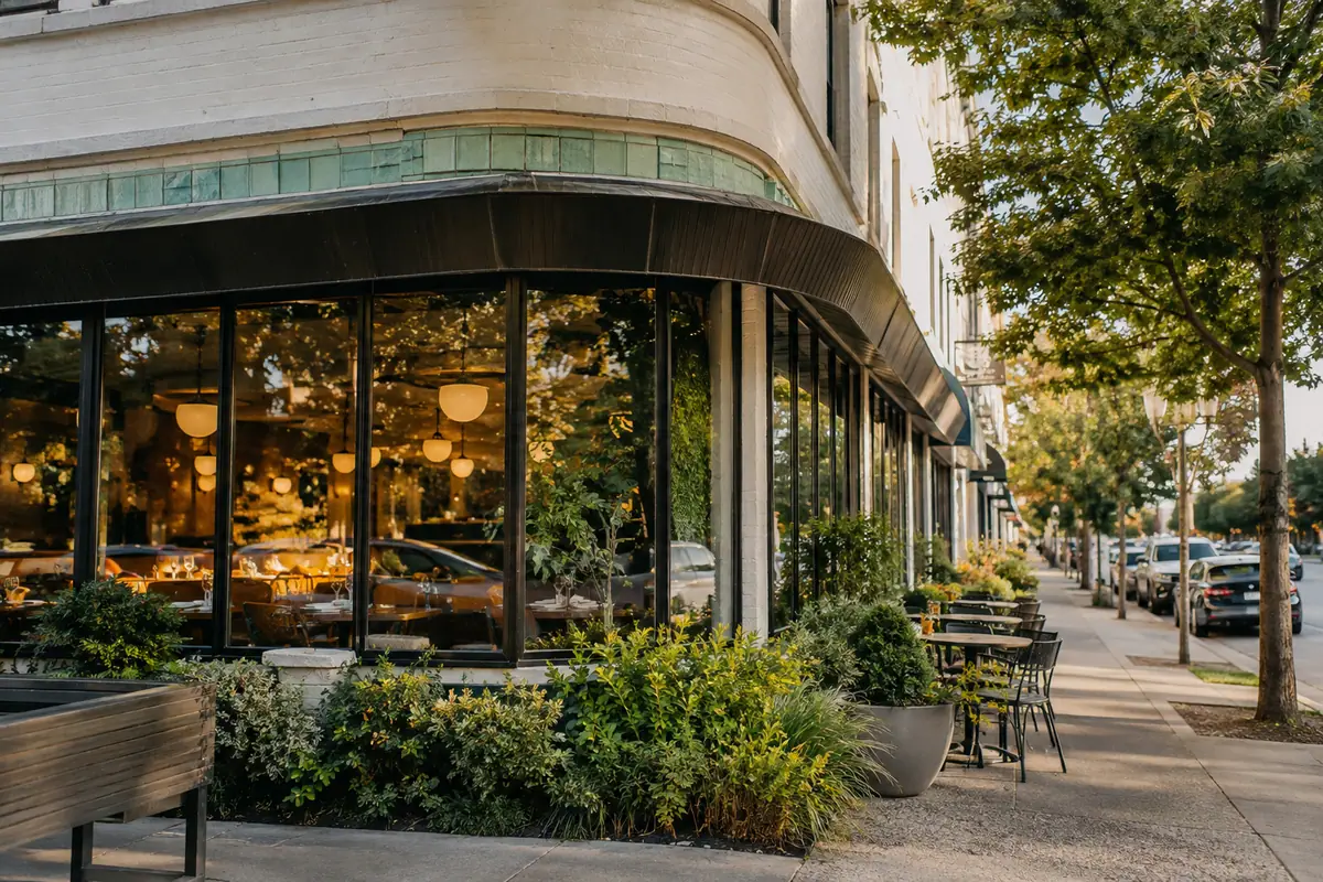 Photoreal travel-editorial view of Perly's in Richmond, Virginia