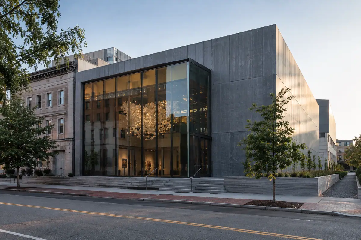 Photoreal travel-editorial view of Institute for Contemporary Art at VCU in Richmond, Virginia
