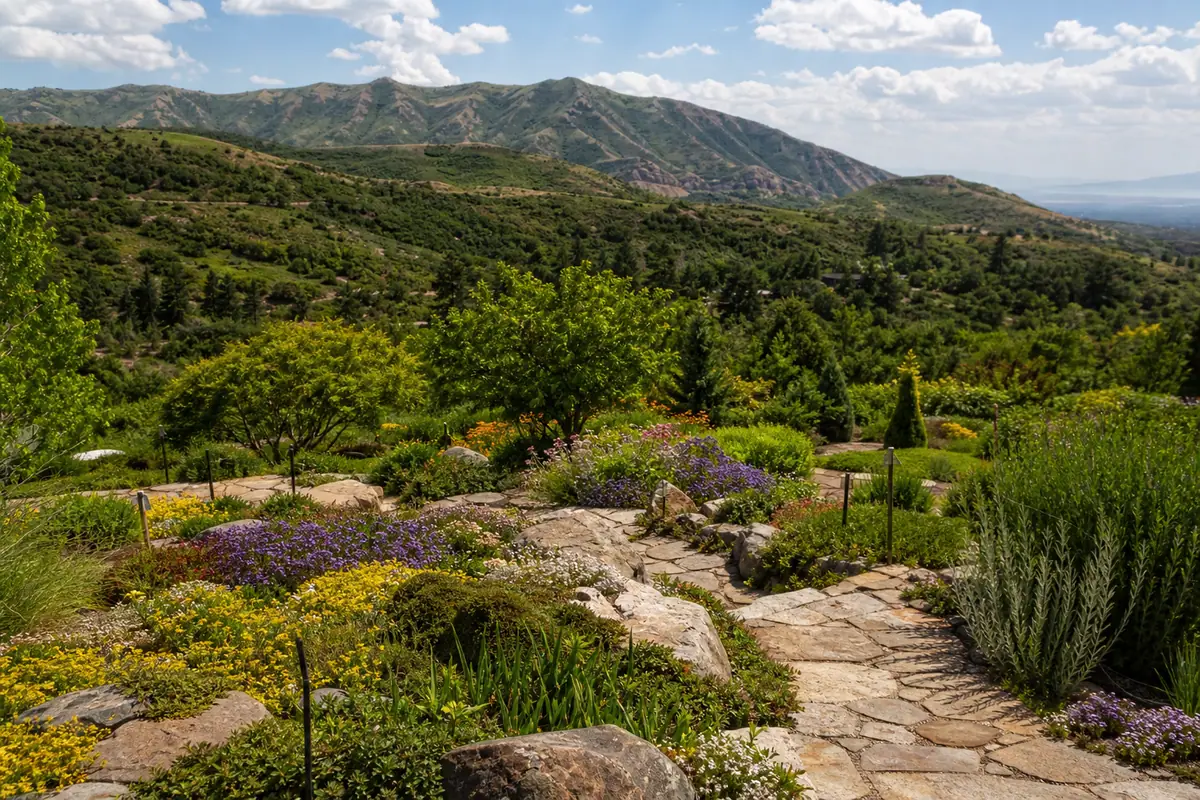Photoreal editorial view of Red Butte Garden in Salt Lake City