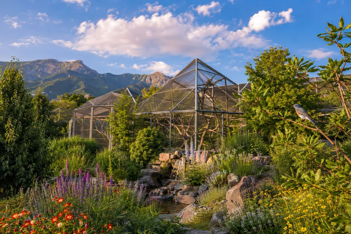 Photoreal garden habitat at Tracy Aviary & Botanical Gardens in Salt Lake City
