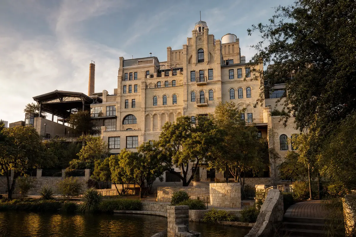 Photoreal exterior of Hotel Emma in San Antonio