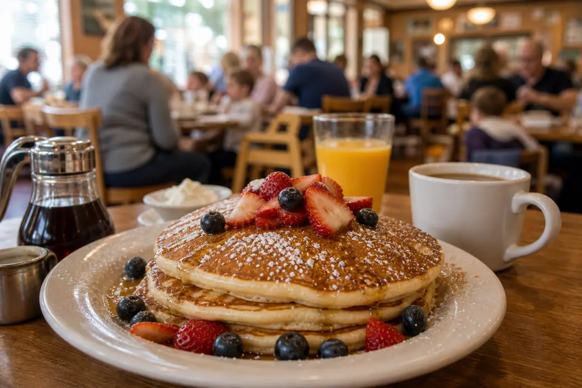 Photoreal dining or food scene representing Magnolia Pancake Haus in San Antonio