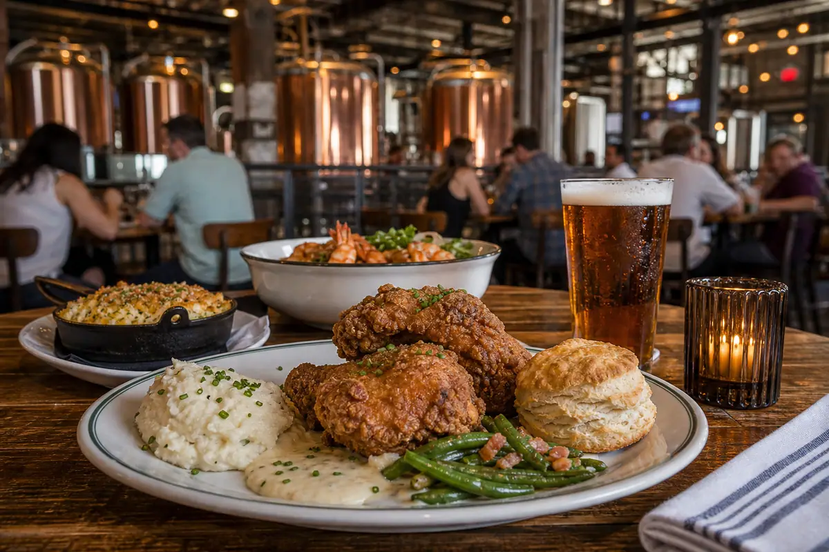 Photoreal dining or food scene representing Southerleigh Fine Food & Brewery in San Antonio