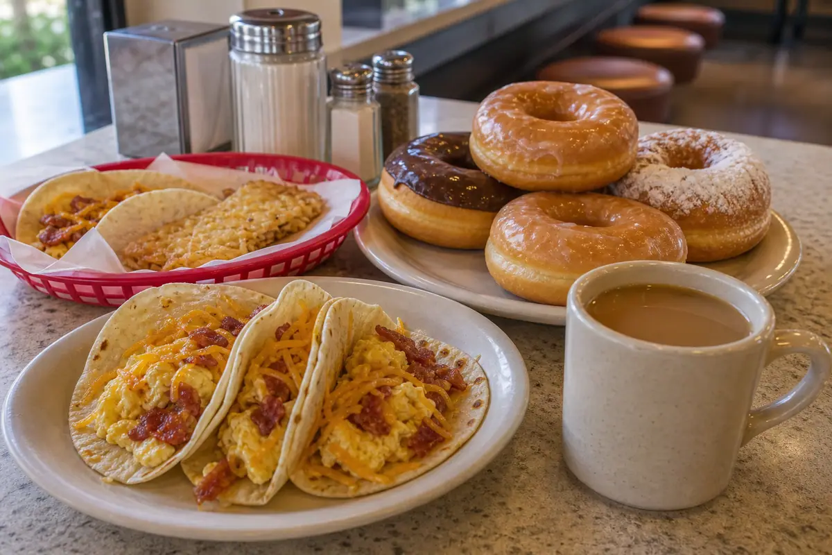 Photoreal dining or food scene representing The Original Donut Shop in San Antonio