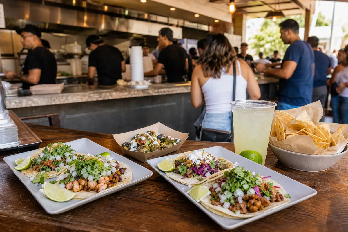 Photoreal dining or food scene representing The Taco Stand in San Diego
