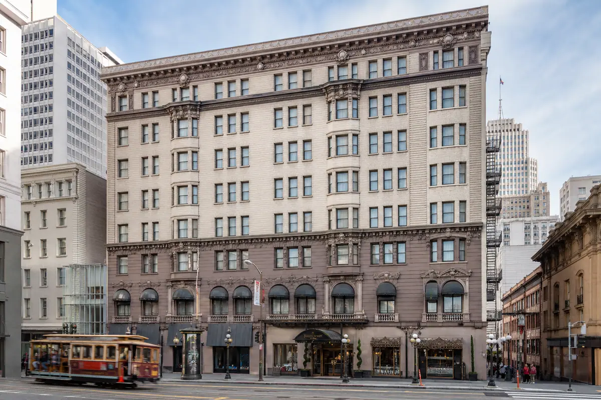 Photoreal exterior of Chancellor Hotel on Union Square in San Francisco