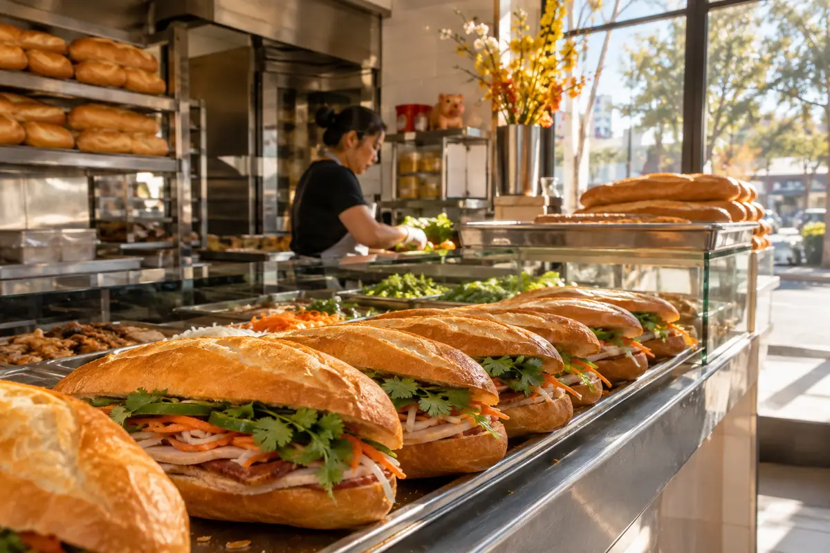Photoreal travel-editorial view of Bánh Mì Oven in San Jose, California