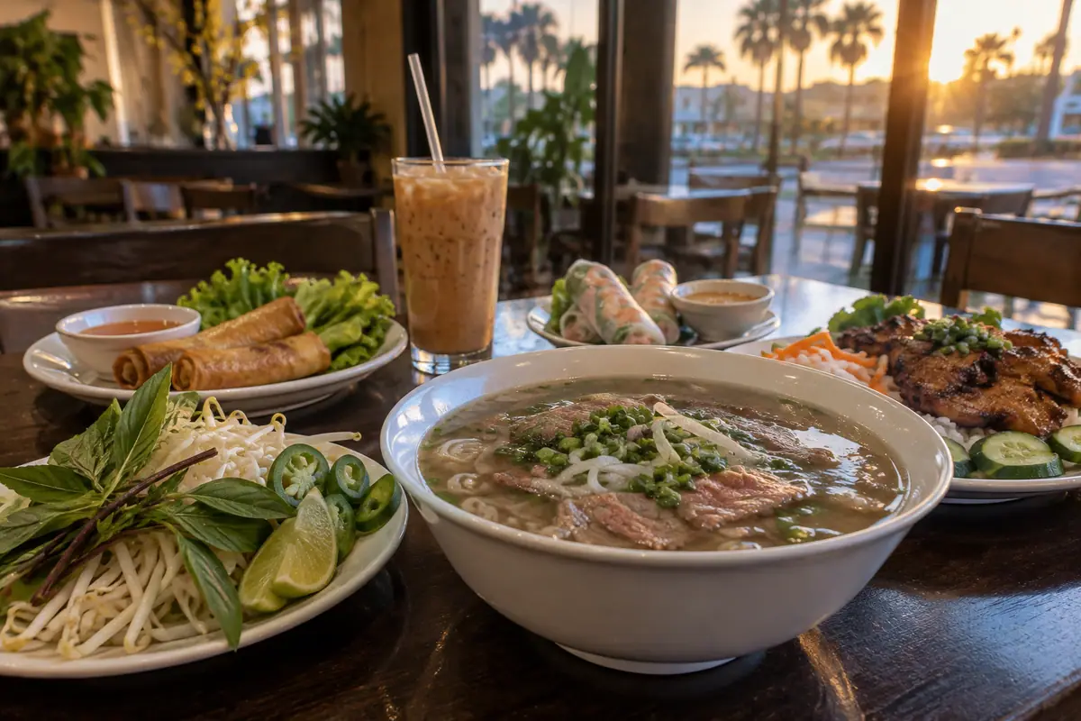 Photoreal travel-editorial view of Pho 90 Degree in San Jose, California