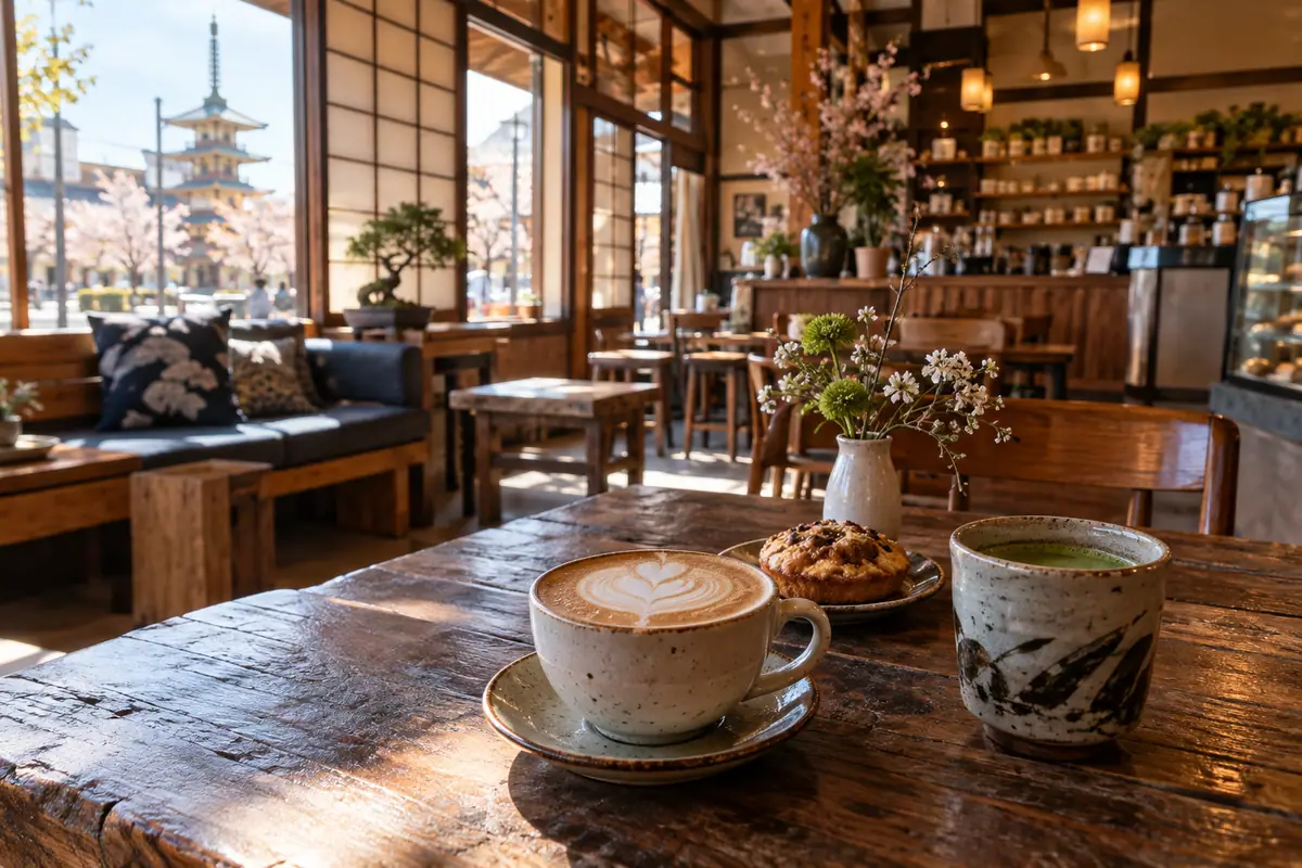 Photoreal travel-editorial view of Roy's Station Coffee & Tea in San Jose, California