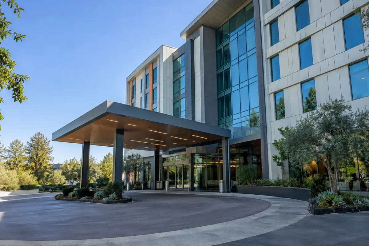 Photoreal travel-editorial view of Aloft Santa Clara in San Jose, California