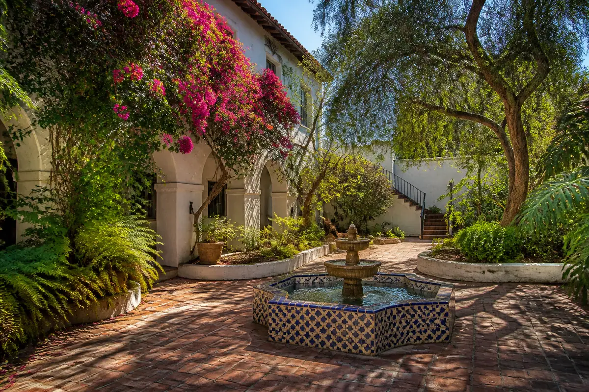 Photoreal travel-editorial view of Santa Barbara Historical Museum in Santa Barbara, California