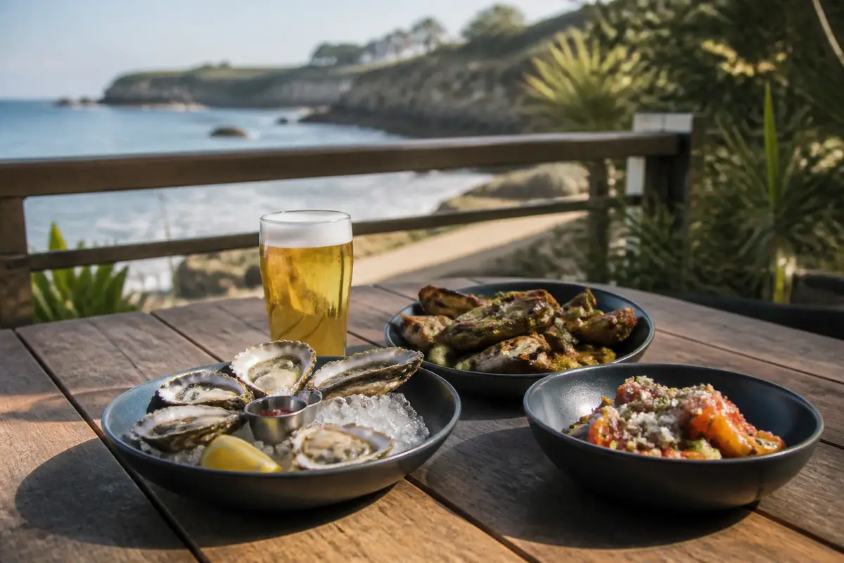 Photoreal travel-editorial view of Humble Sea Brewing Co. in Santa Cruz, California