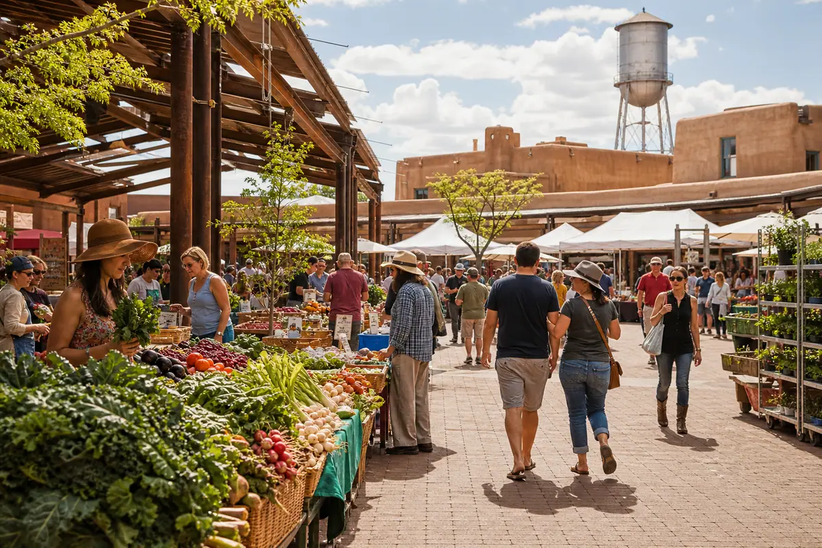 Photoreal Santa Fe Farmers’ Market and Railyard scene