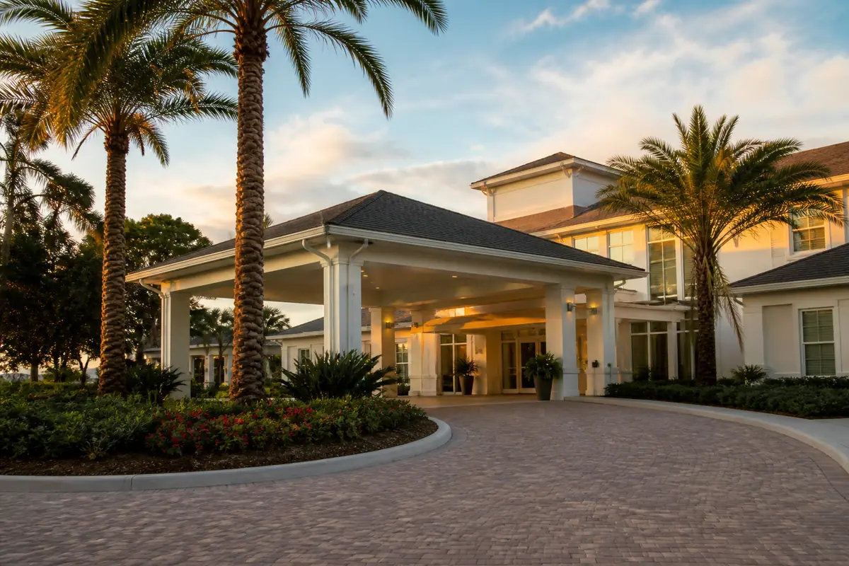 Photoreal travel-editorial view of Carlisle Inn Sarasota in Sarasota, Florida