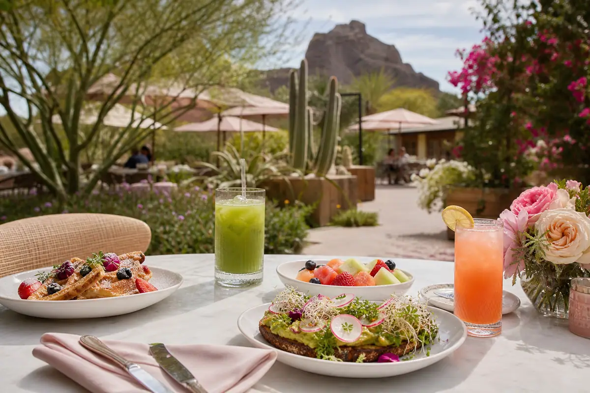 Photoreal dining or food scene representing Arcadia Farms Cafe in Scottsdale