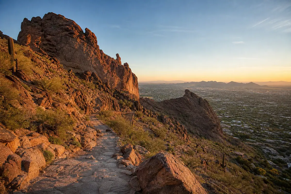 Photoreal view of Camelback Mountain Echo Canyon Trailhead in Scottsdale