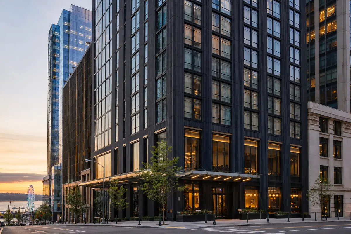 Photoreal exterior of Thompson Seattle