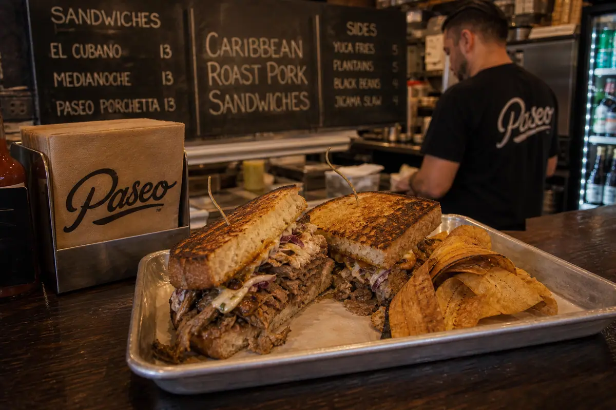 Photoreal Caribbean sandwich representing Paseo in Seattle