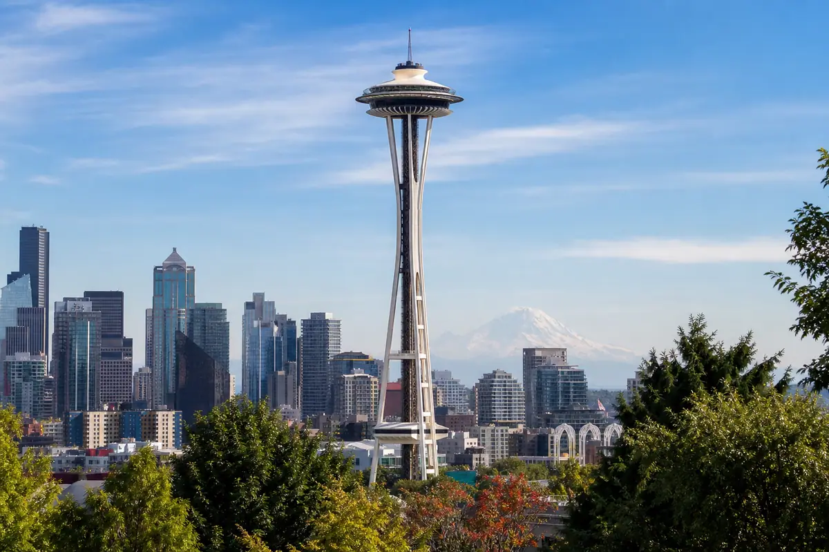 Photoreal Seattle Space Needle skyline view