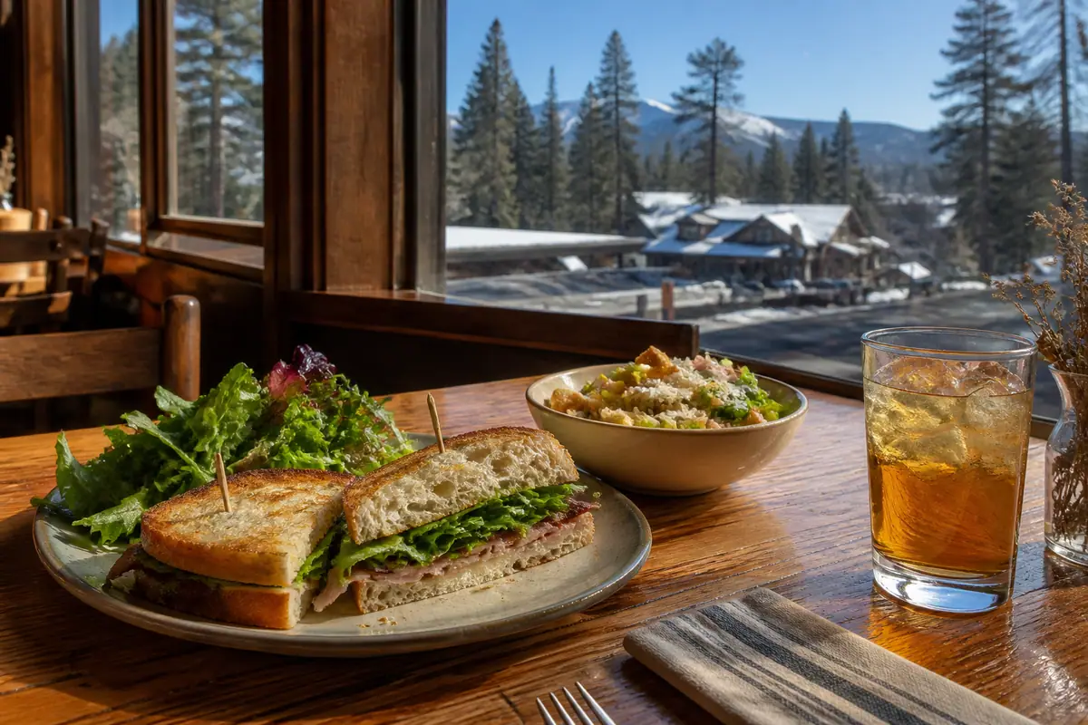 Photorealistic travel-editorial view of The Getaway Cafe in South Lake Tahoe, California
