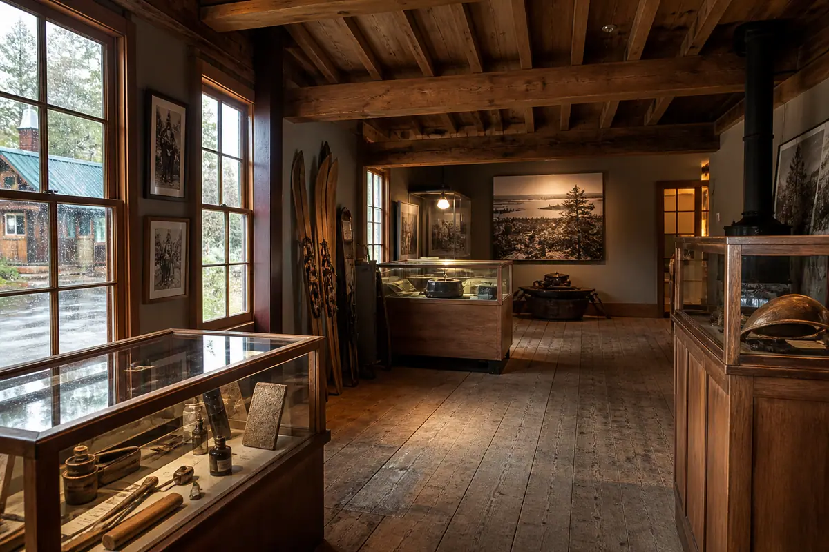 Photorealistic travel-editorial view of Lake Tahoe Historical Society Museum in South Lake Tahoe, California