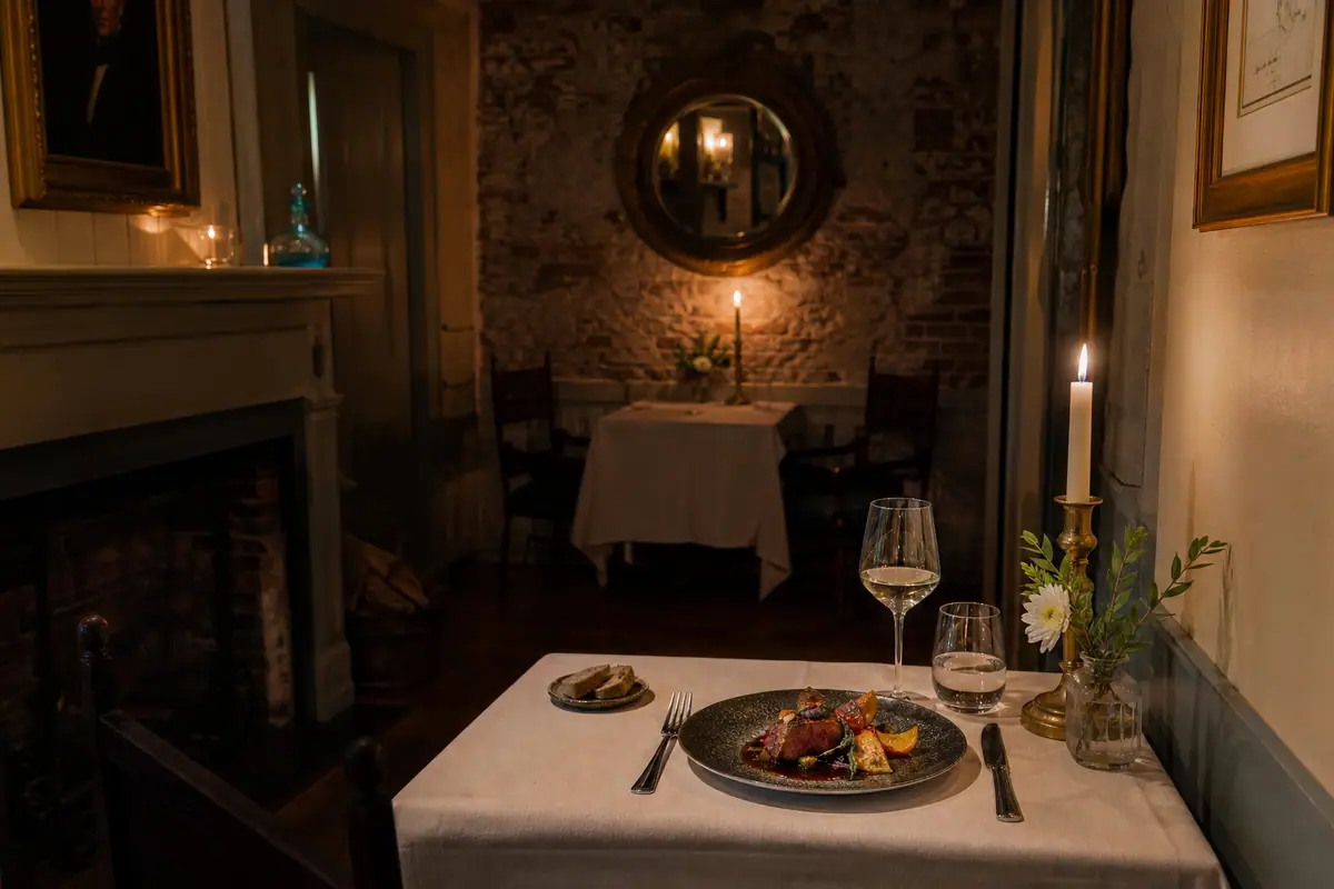 Photoreal travel-editorial view of Collage Restaurant in St. Augustine, Florida
