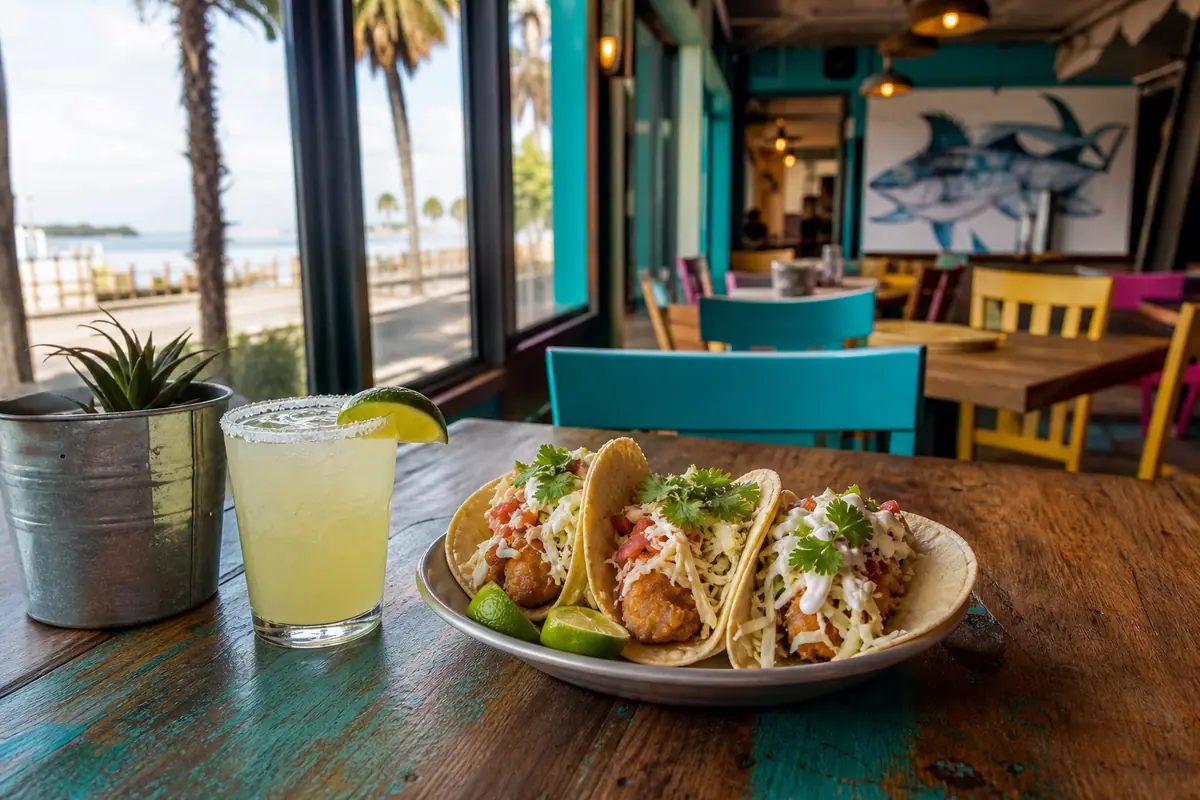 Photoreal travel-editorial view of Osprey Tacos in St. Augustine, Florida