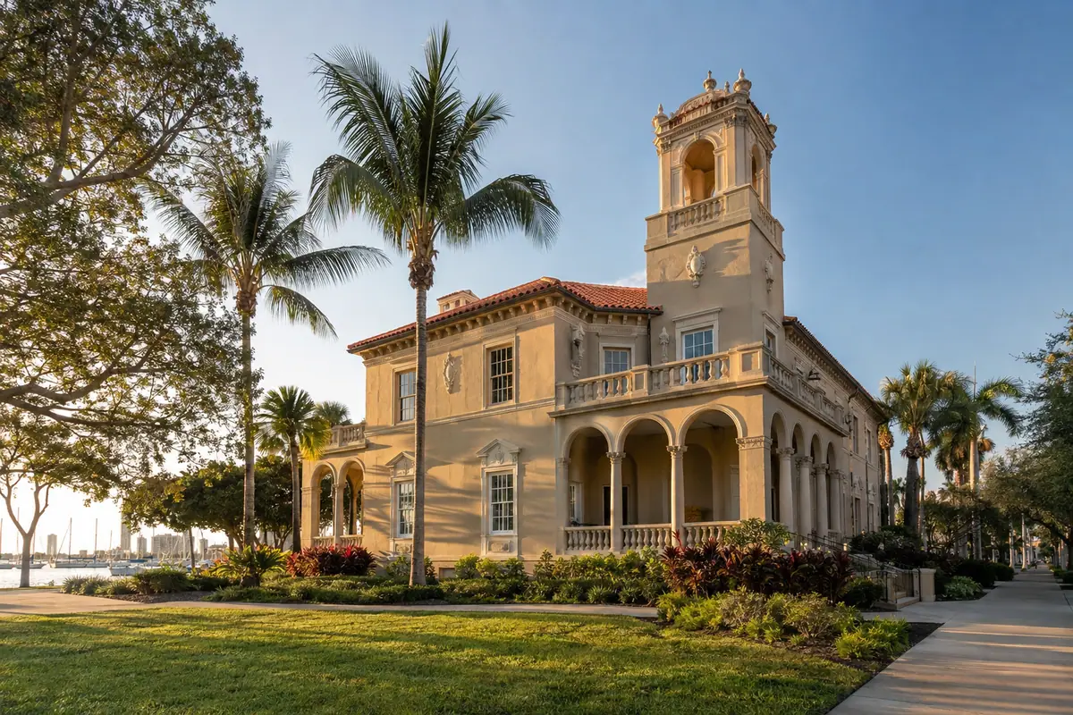 Photoreal travel-editorial view of St. Petersburg Museum of History in St. Petersburg, Florida